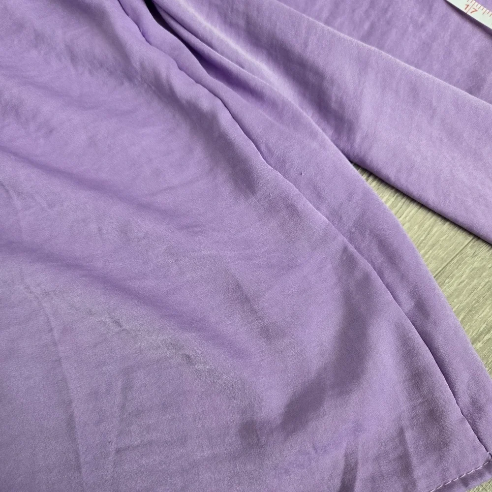 CeCe Lattice Raglan Sleeve Top Slate Lavender Size Xs  Ruffle‎ Blouse